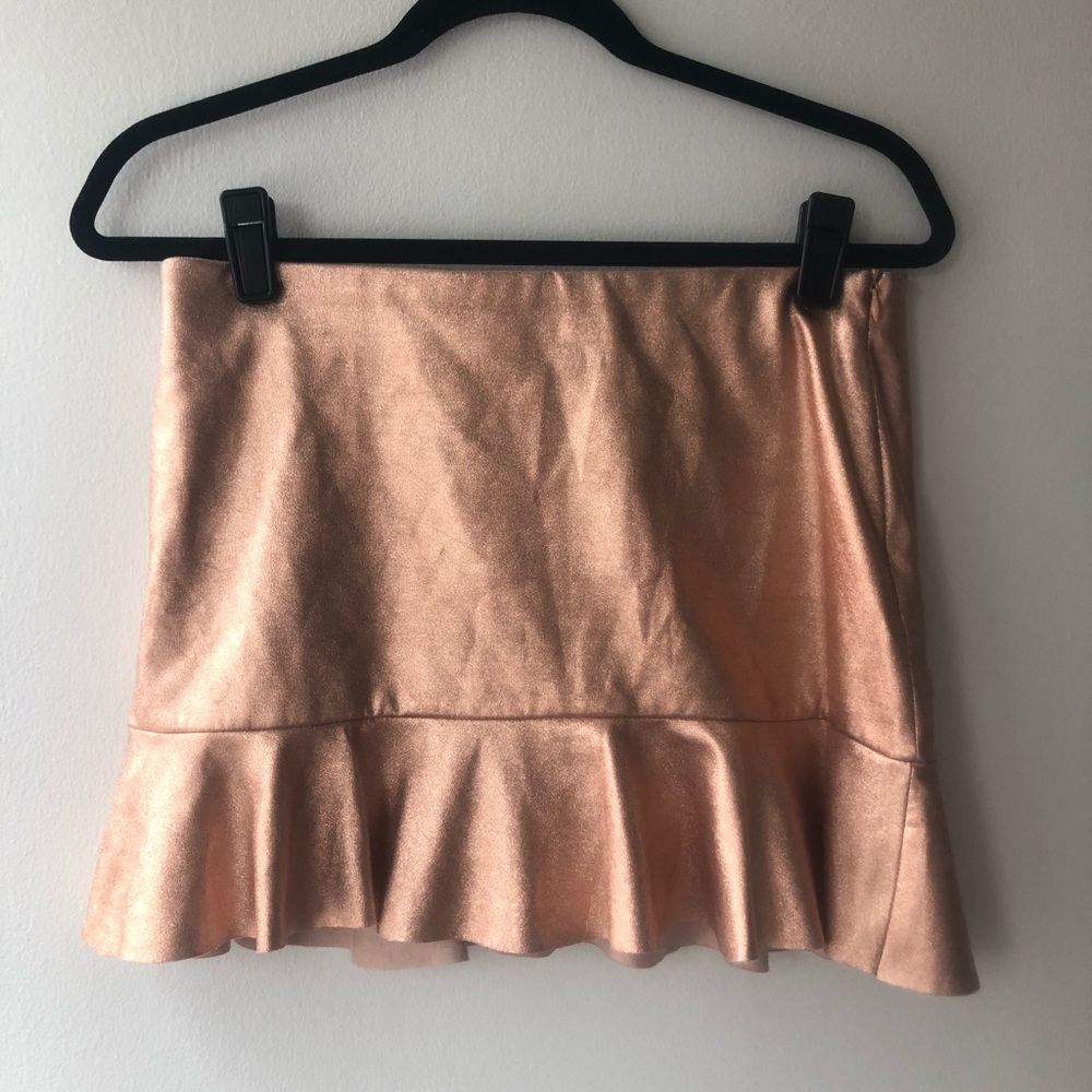 Zara Gold Ruffle Mini Skirt Trafaluac